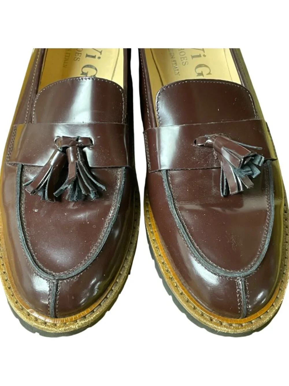 Vivi G Tassel Loafers Brown Sz 38.5 (EU) Made in Italy Preppy
